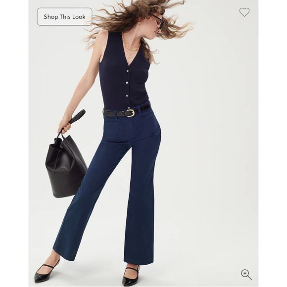 J. Crew Charley kickout cropped pant in chino Navy NWT size 24 - Picture 5 of 12